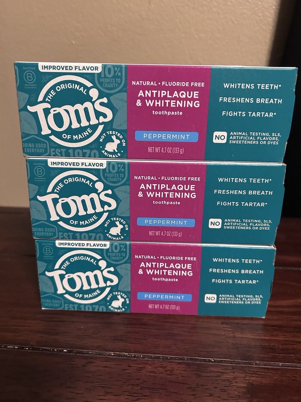 Toms of Maine Antiplaque and Whitening Toothpaste, Fluoride Free, Pepperermint